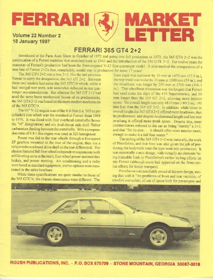Ferrari Market Letter Vol. 22 N. 2
