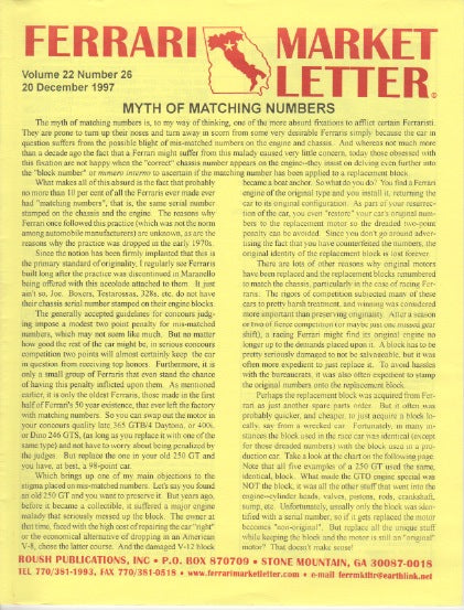 Ferrari Market Letter Vol. 22 N.26