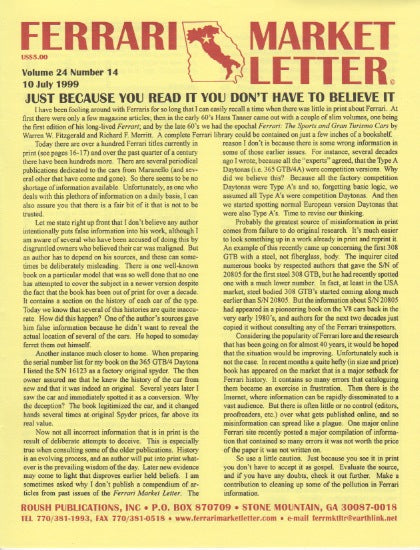 Ferrari Market Letter Vol. 24 N.14
