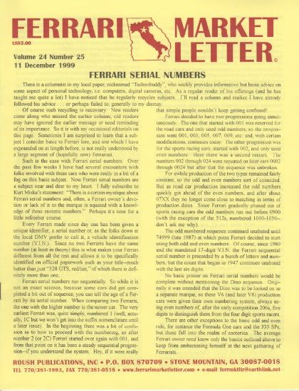Ferrari Market Letter Vol. 24 N.25