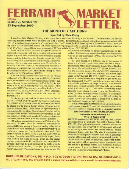 Ferrari Market Letter Vol. 25 N.19
