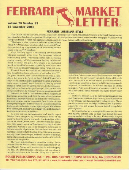 Ferrari Market Letter Vol. 28 N.23