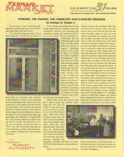 Ferrari Market Letter Vol. 32 N.22