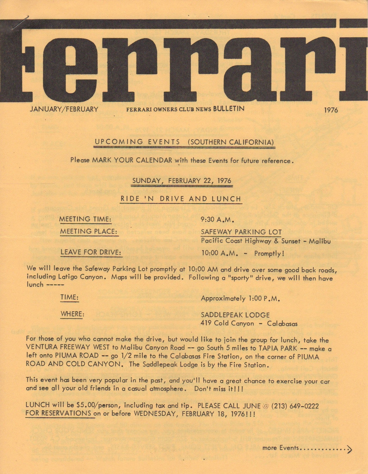 Ferrari, FOC Monthly Bulletin (USA) 1976-01 & 02
