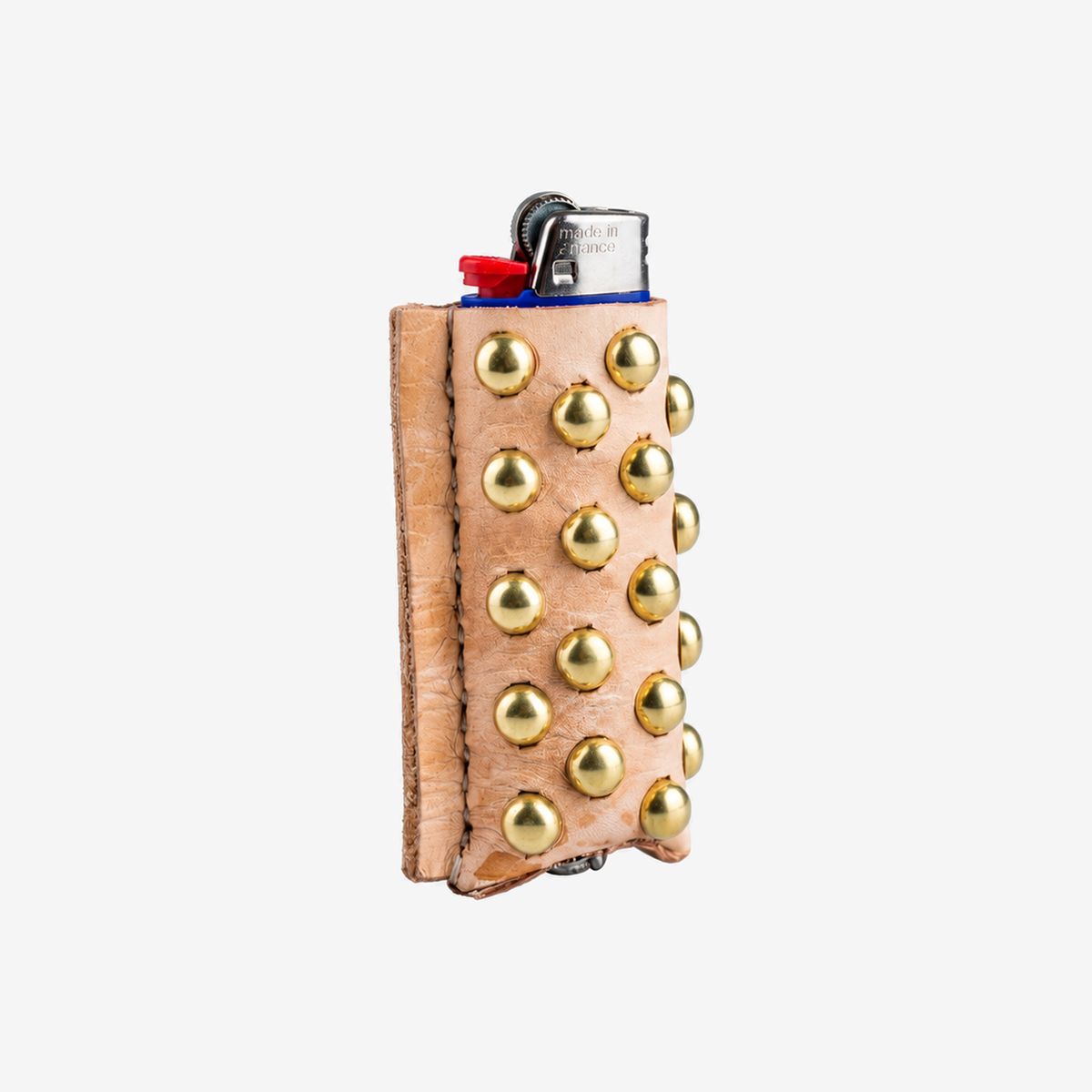 Grid Studded Leather Lighter Case