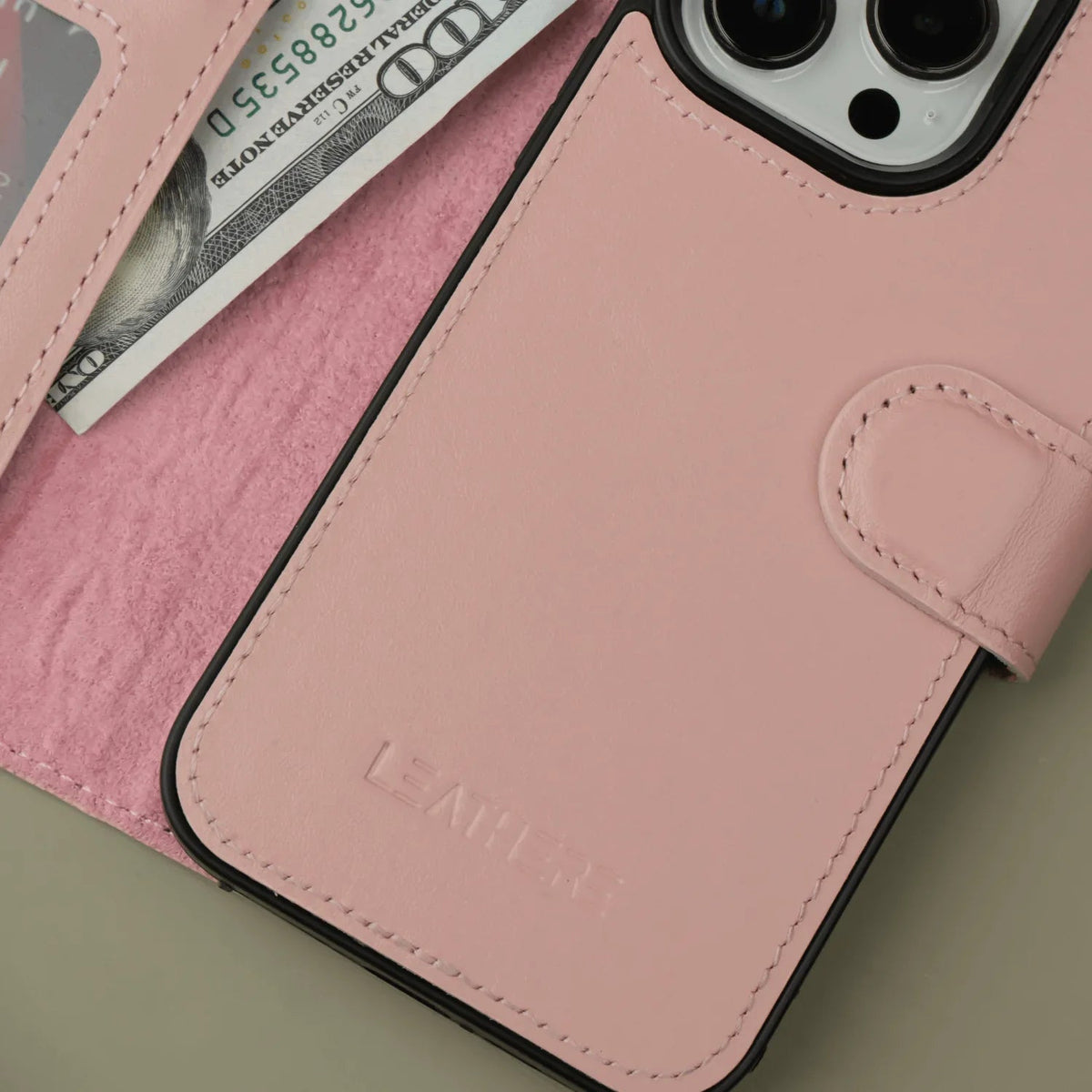 iPhone 16 Series Pink Leather Wallet Case - New York