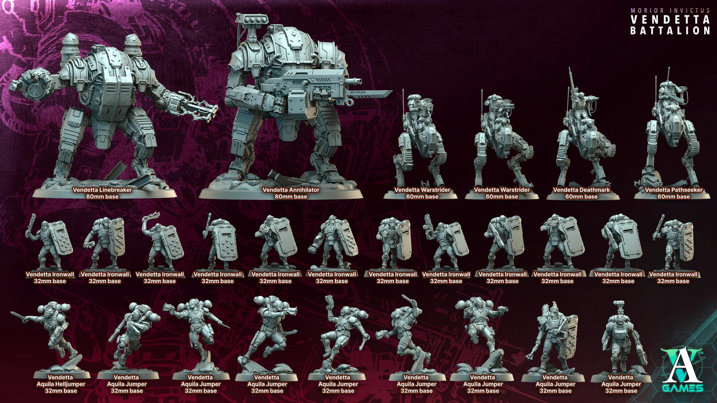 Vendetta Shieldbearer impresa en 3D de Archvillain Games