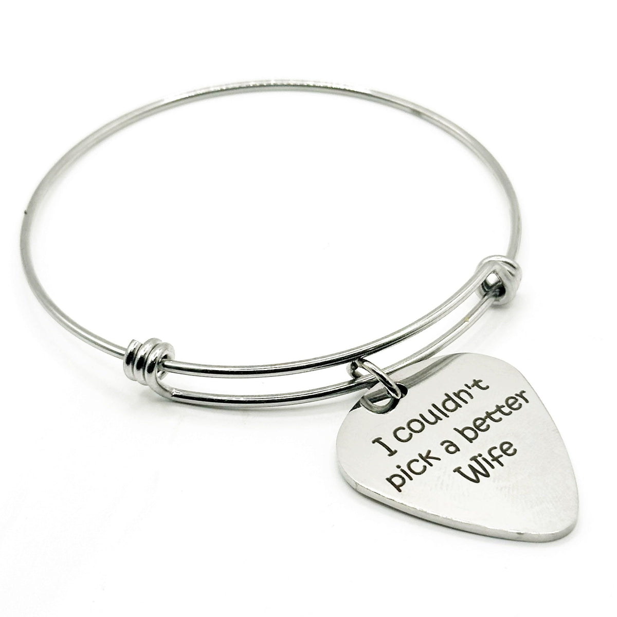 I Couldn't Pick A Better Wife Bracelet Stainless Steel Expanding Bangle Guitar Pick Charm Gift For Wife Anniversary