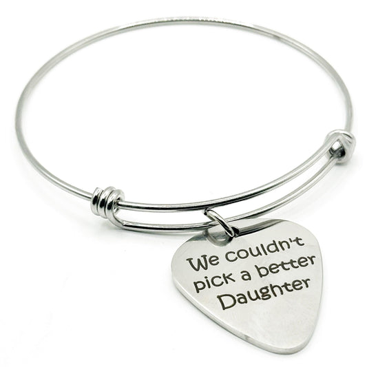We Couldn’t Pick A Better Daughter Bracelet Stainless Steel Guitar Pick Charm Gift From Parents