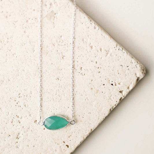 Green Apatite Silver Minimalist Necklace