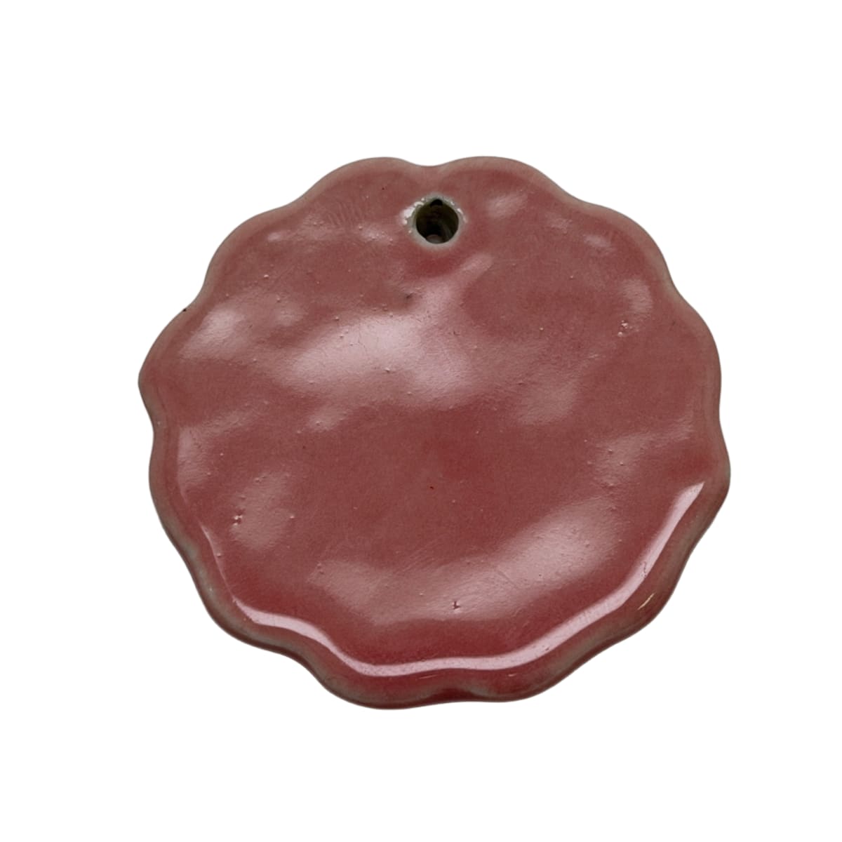 Ceramic Glazed Floral Pendant 45mm - Dusty Rose Statement Focal Bead