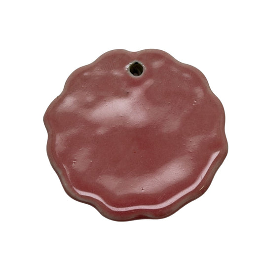 Ceramic Glazed Floral Pendant 45mm - Dusty Rose Statement Focal Bead