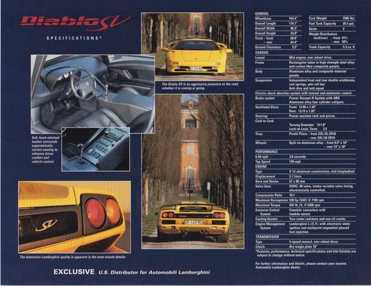 Lamborghini Diablo SV Brochure