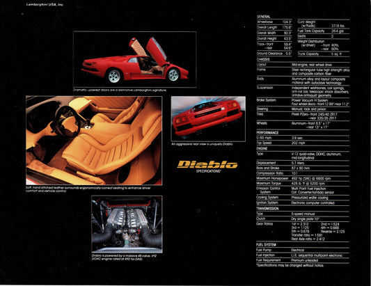 Lamborghini Diablo Brochure (US)