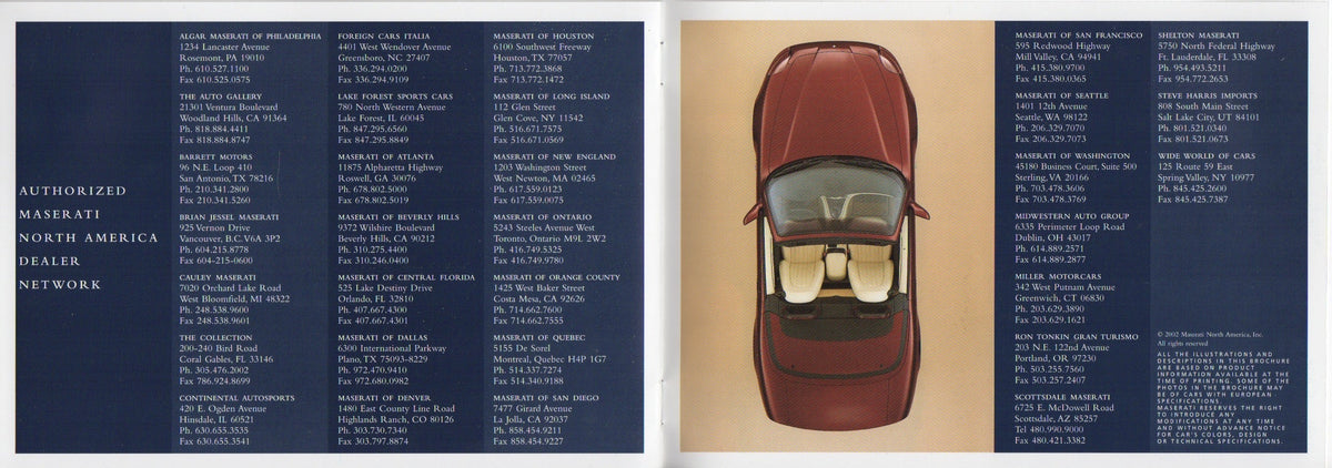 Maserati Coupe & Spyder Brochure (M45/02)