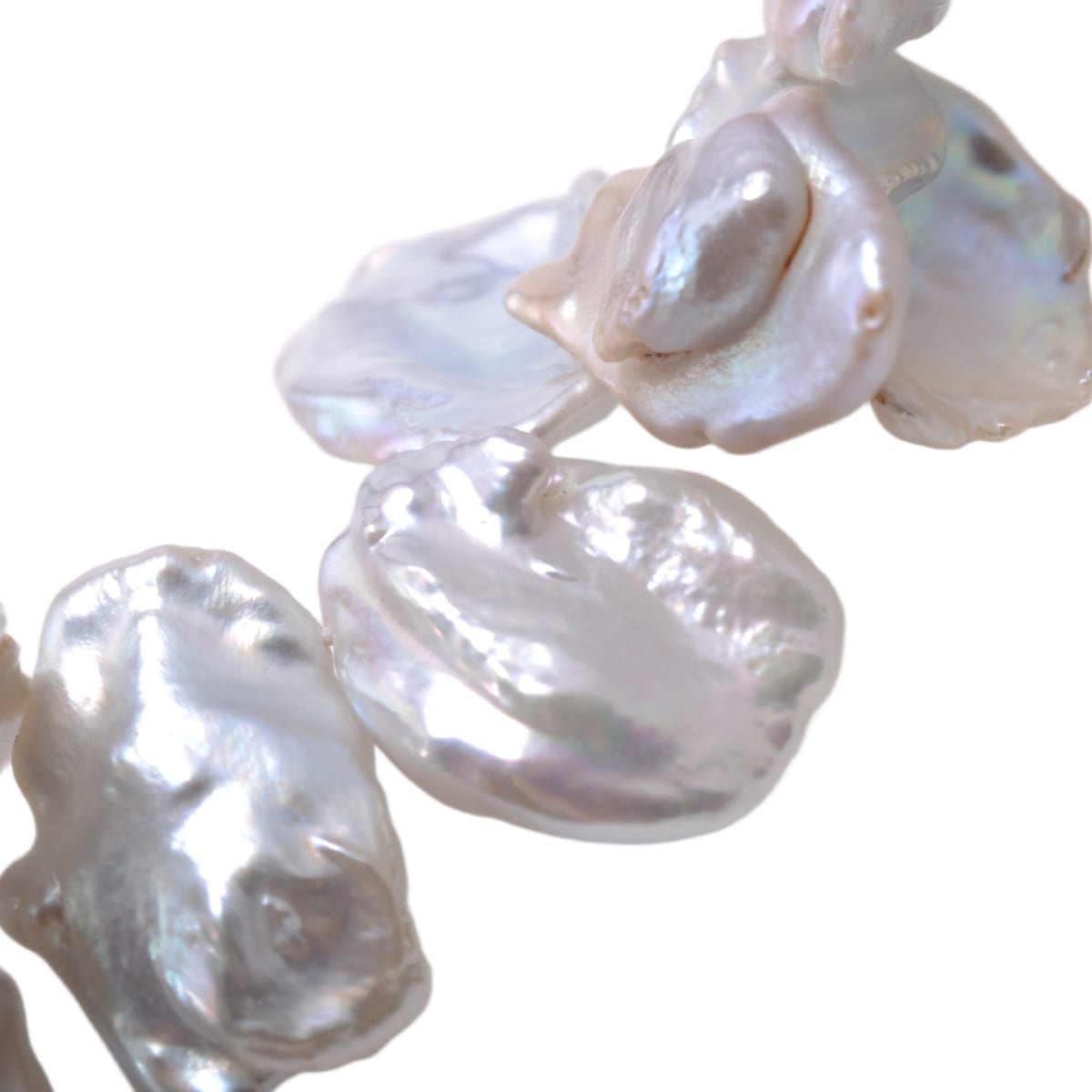 White Freshwater Baroque Pearl Strand 16in - Natural Irregular Shape Pearls