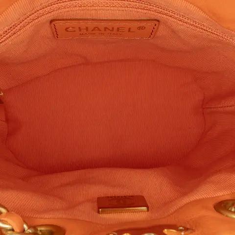 Chanel Tweed Quilted Small CC Chain Bucket Backpack Orange