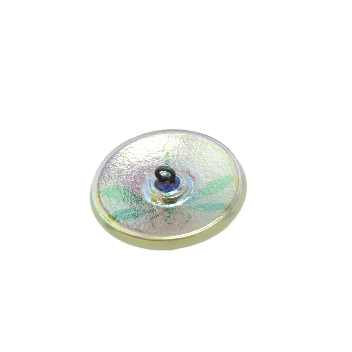 Czech Glass Dragonfly Button 31mm - Jonquil Yellow with Silver Foil Accents