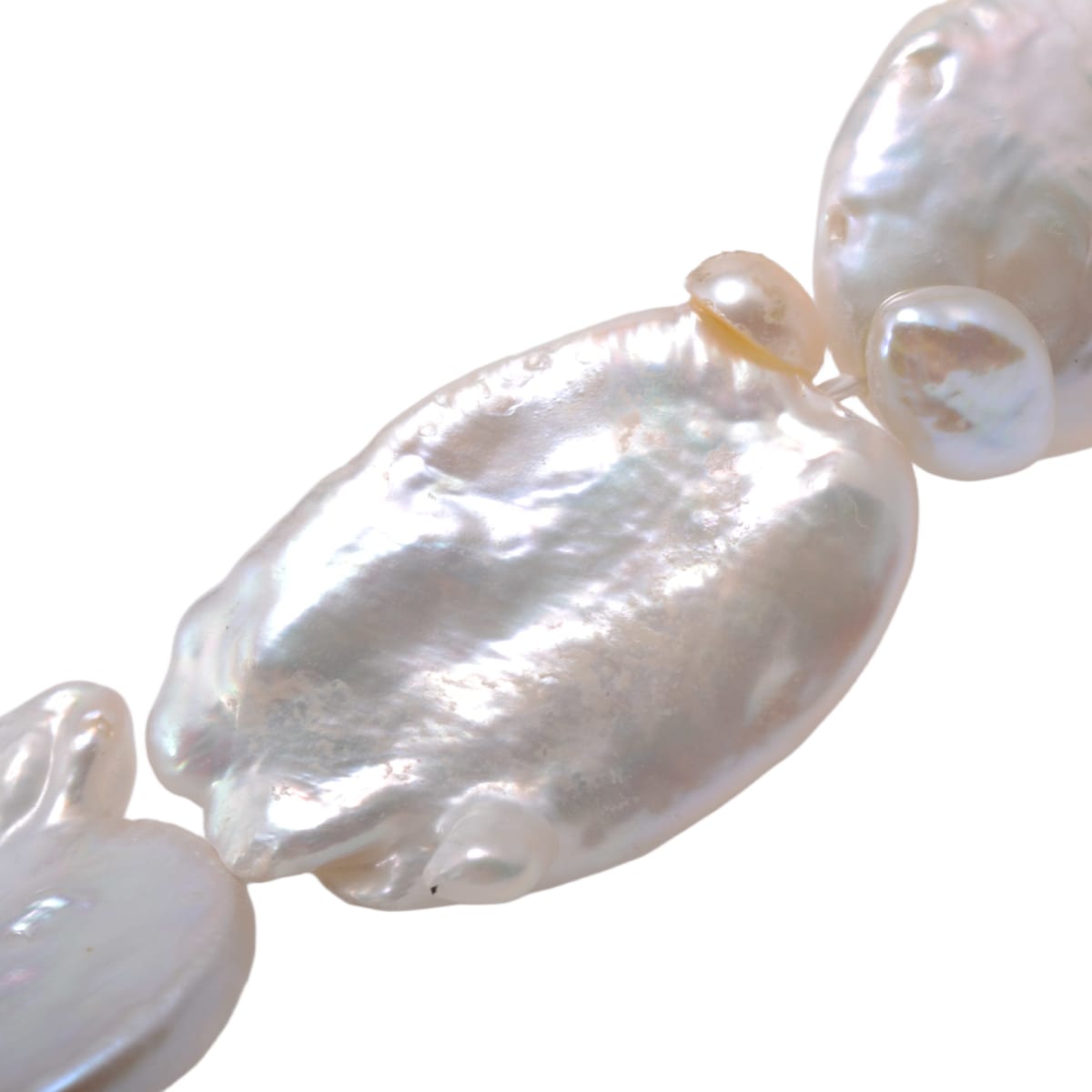 White Opalescent Baroque Freshwater Pearl Strand - 15.5 Inch Natural Pearls