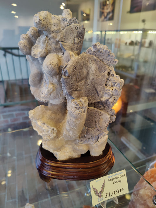 Large Blue Coral Carving