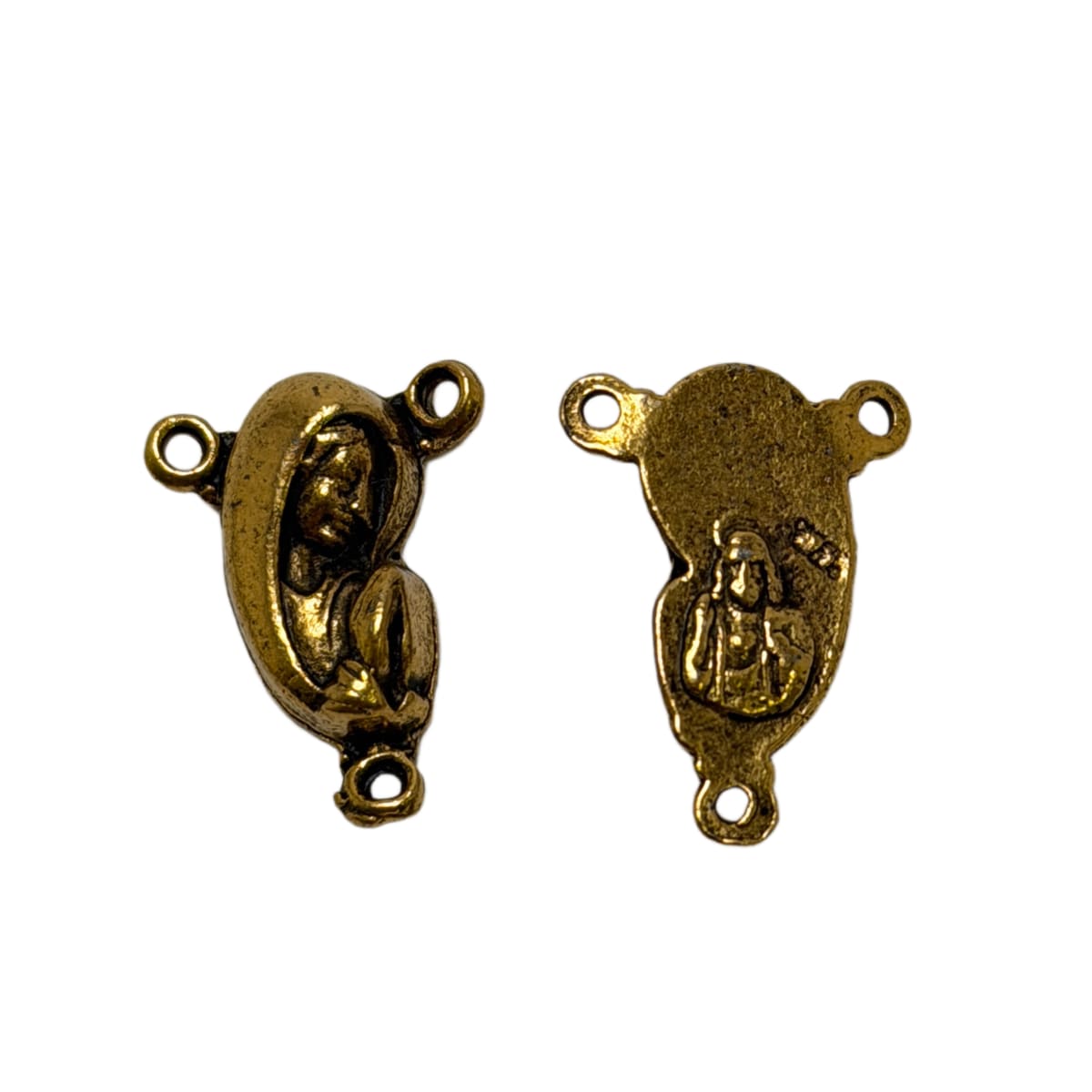 Antique Gold Pewter Rosary Connectors 20mm x 15mm - Religious Medallion Findings