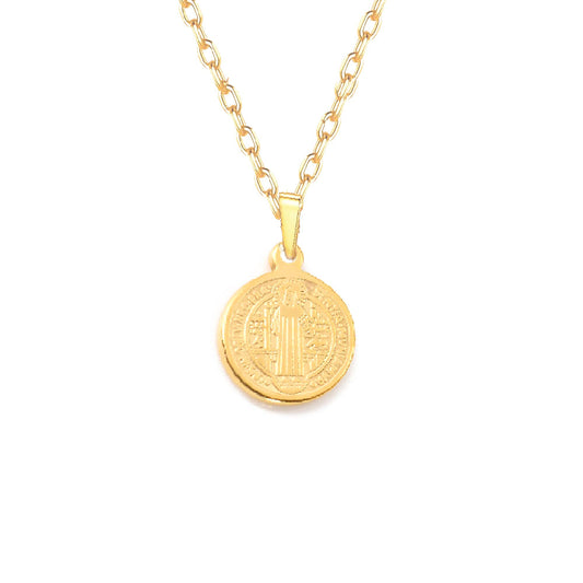18K Gold-plated Stainless Steel 10 mm St. Benedict Medal - Bracelet Size - Buy 1 Get 1 FREE!