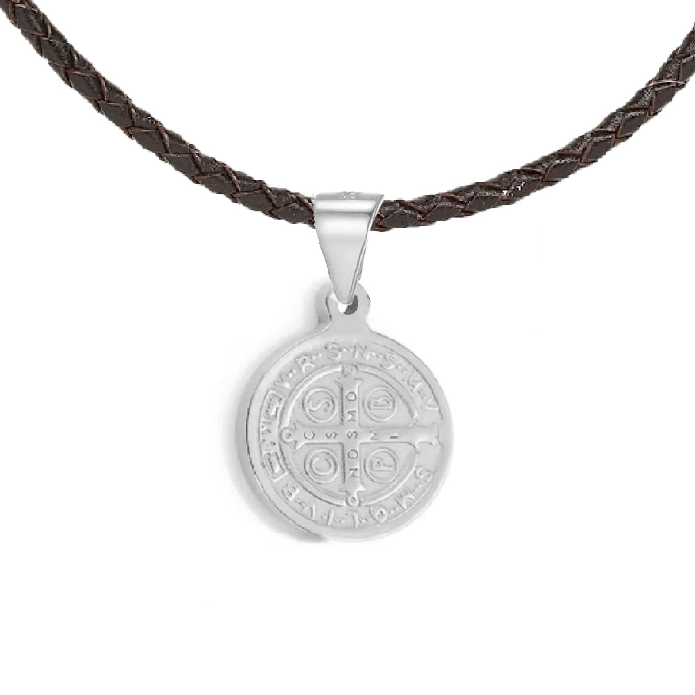 Stainless Steel St. Benedict Medal Necklace - Bracelet Size