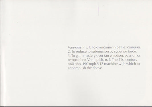 Aston Martin Vanquish 2001-2007 Deluxe Brochure