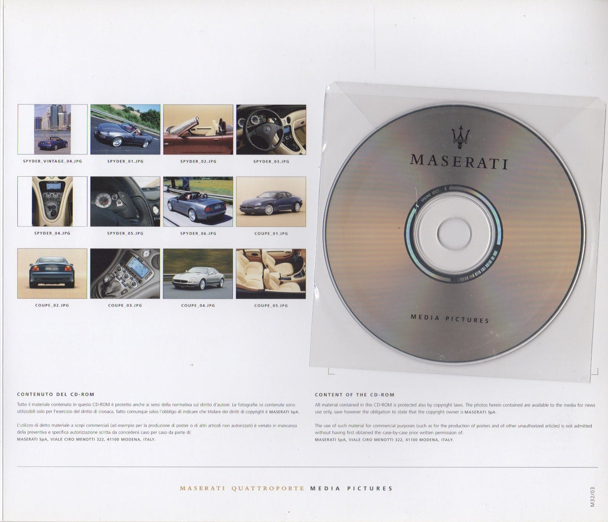 Maserati Quattroporte Press CD / Brochure (M32/03)