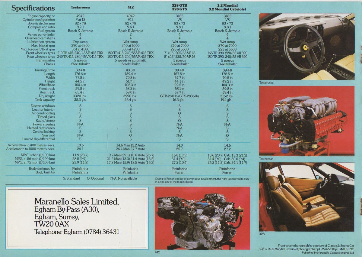 Ferrari Product Range 1984-1985 Brochure