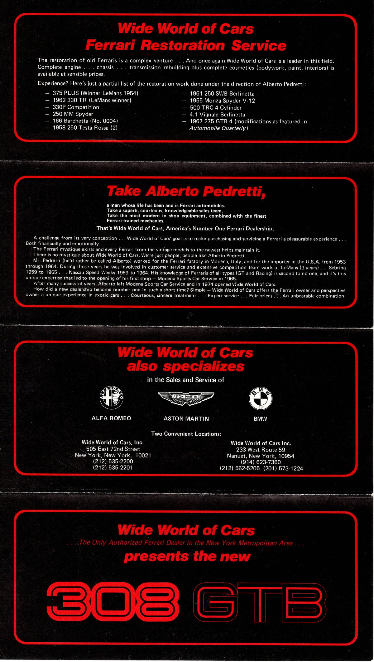 Ferrari 308 GTB Dealer Brochure