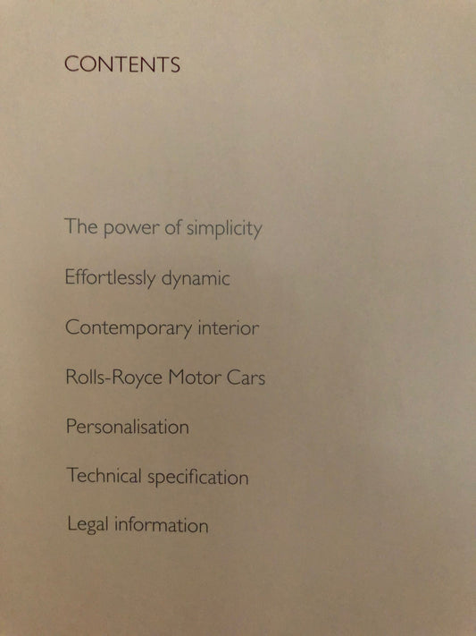 Rolls-Royce Ghost 2009 Deluxe Brochure