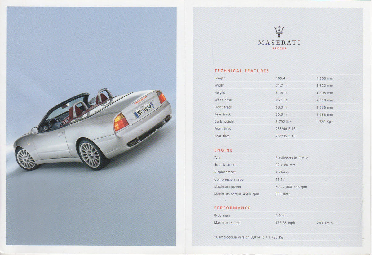Maserati Spyder Brochure (US)
