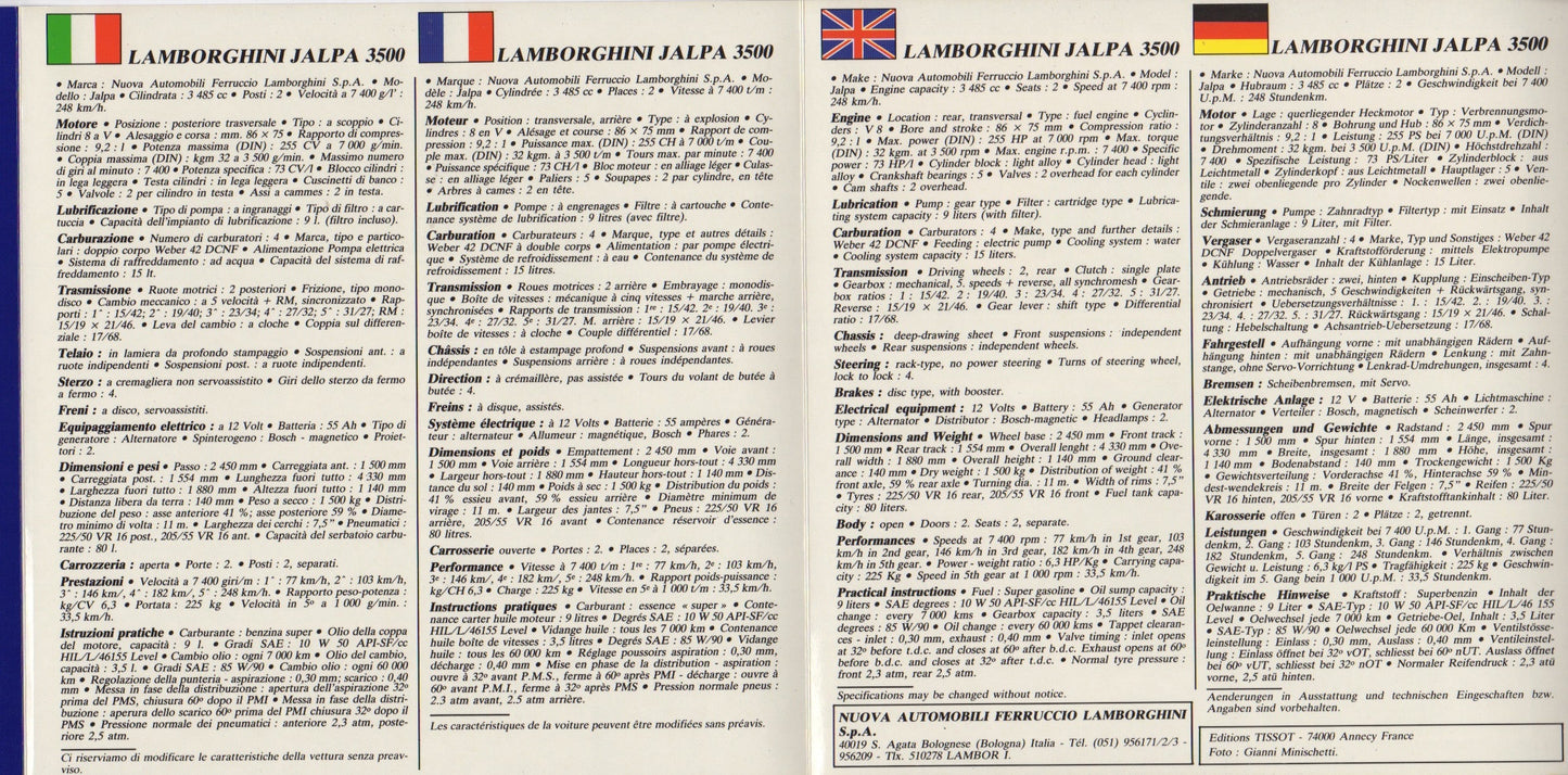Lamborghini Jalpa Brochure