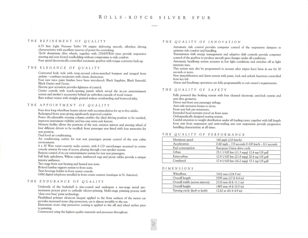 Rolls-Royce Silver Spur & Silver Dawn - Deluxe Brochure