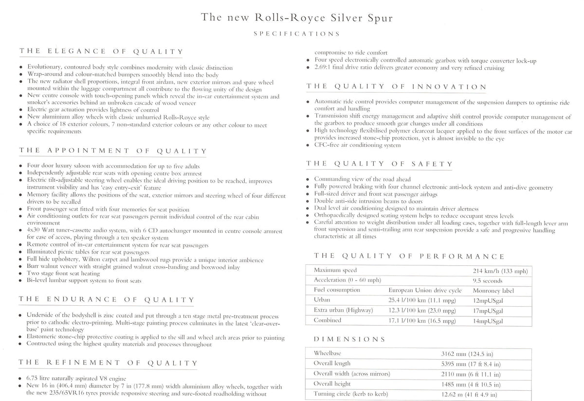Rolls-Royce Silver Spur & Silver Dawn - Brochure Kit