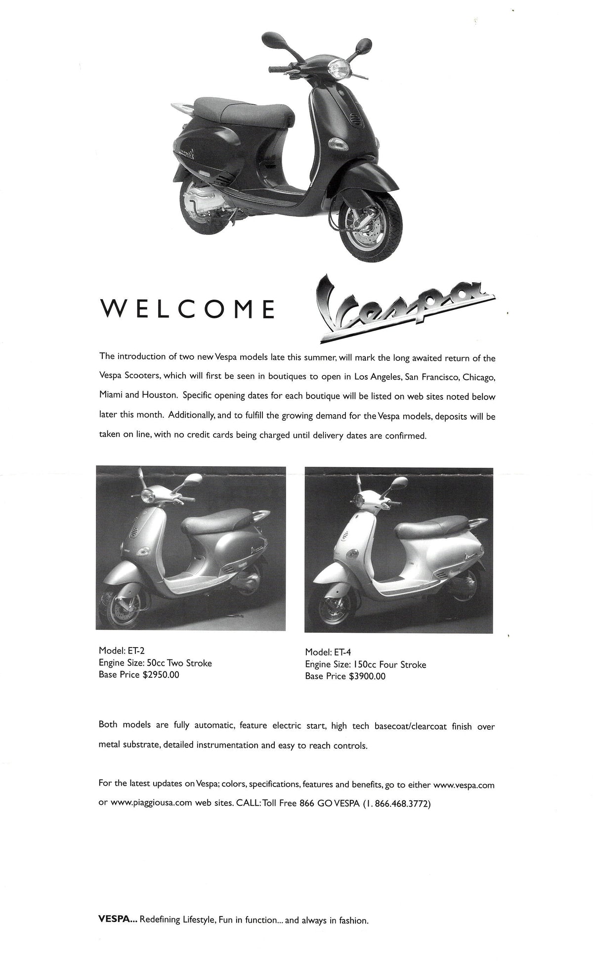 Vespa ET-2 50cc & ET-4 150cc Brochure