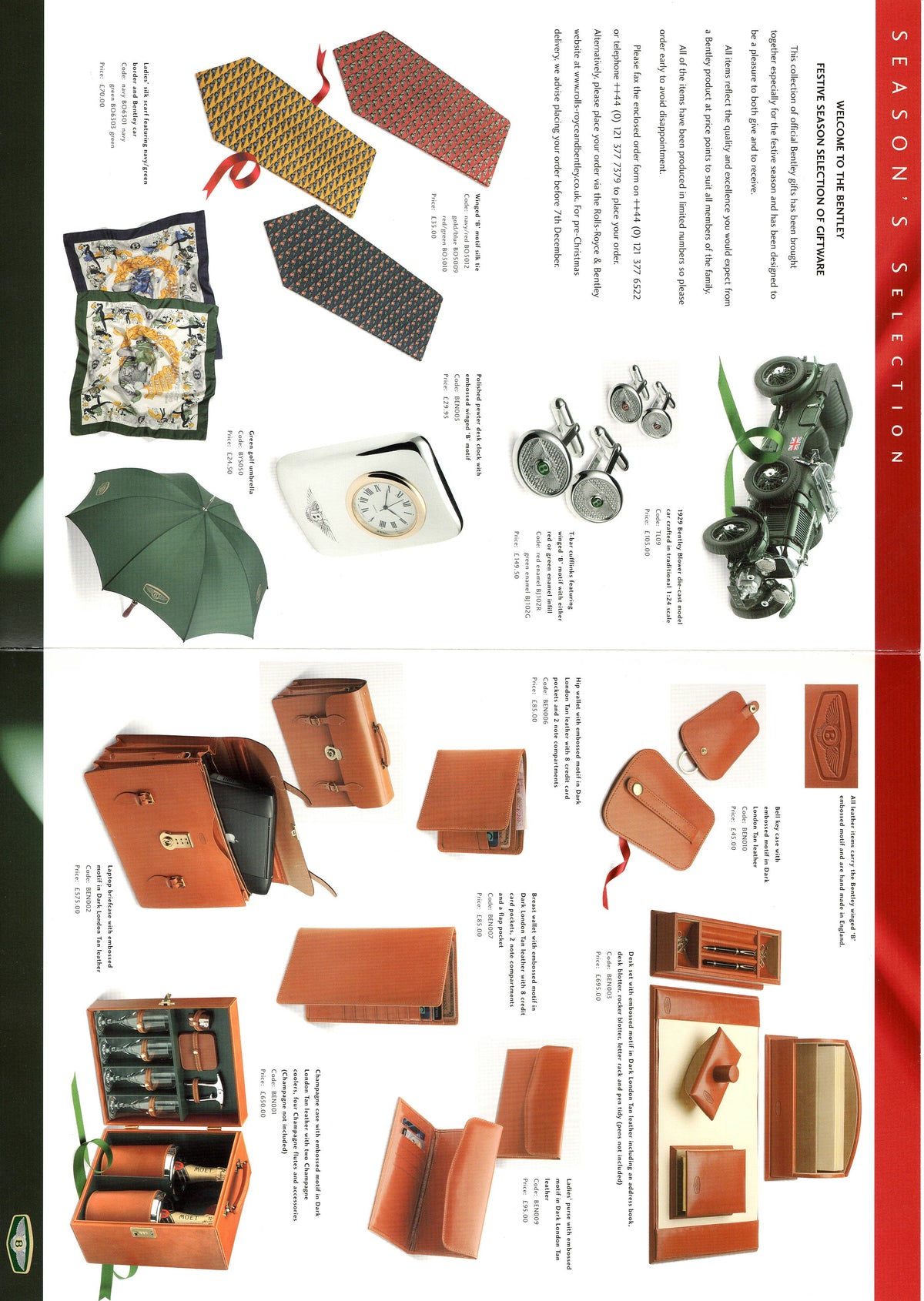 Bentley Season's Selection 1999 Gifts & Accessories Brochure