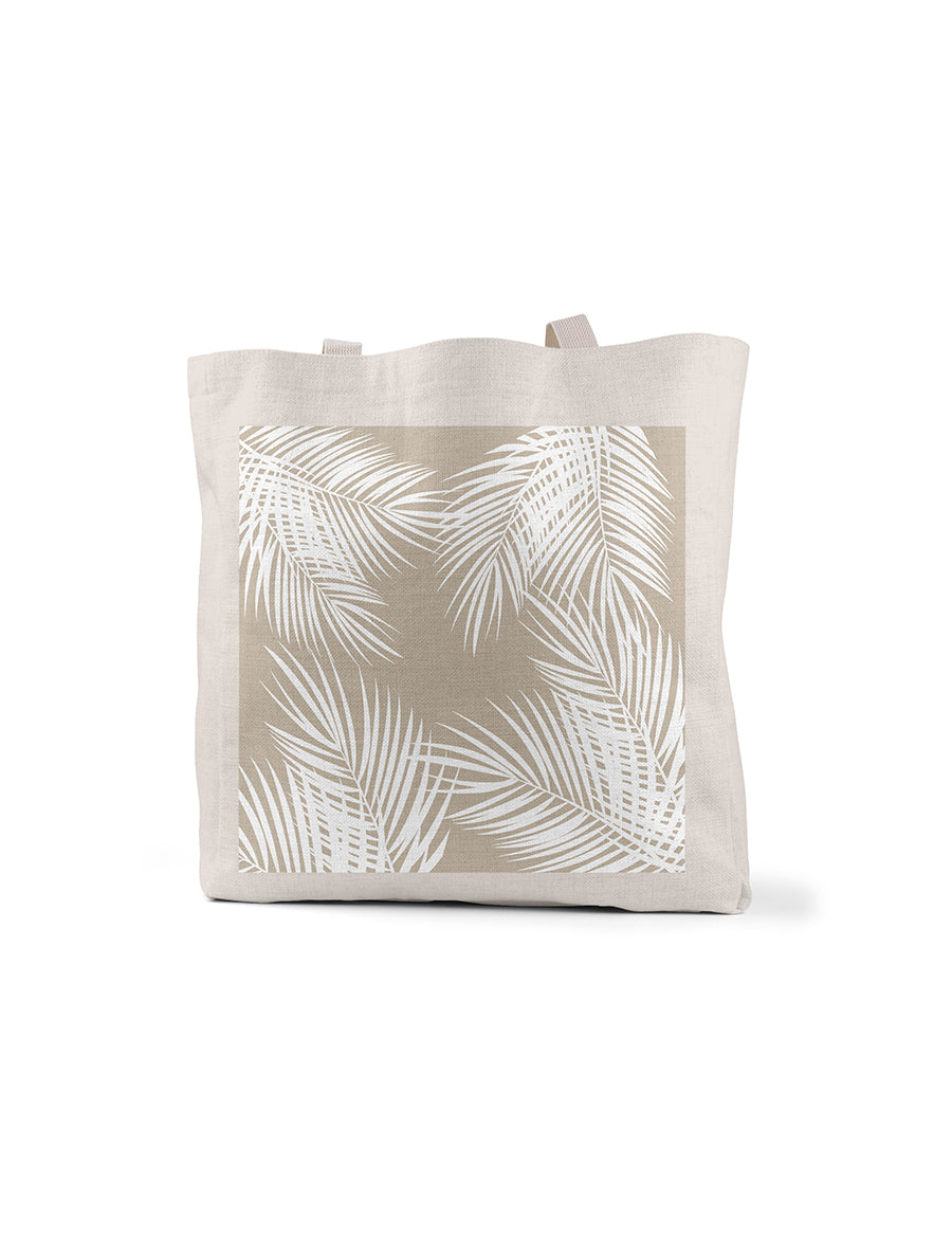 Tan White Palm Tote, College Student Gift, Mother's Day Gift,Christmas Gift