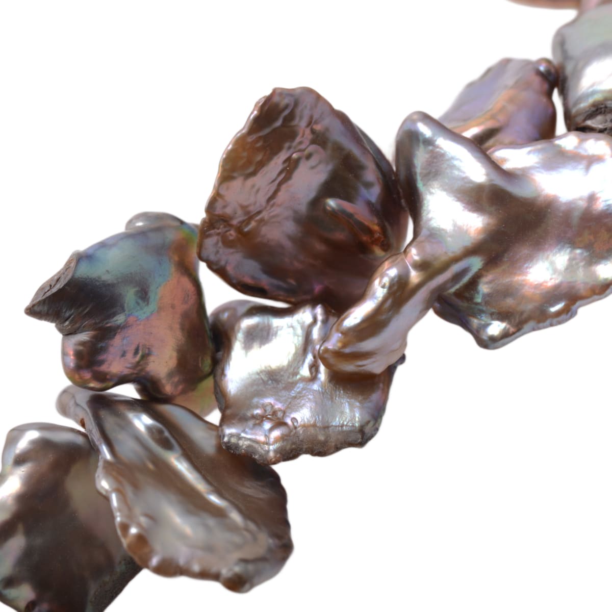 Iridescent Gray Freshwater Keshi Pearl Strand 15in