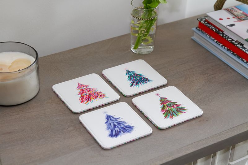 Spruce & Berries Coasters, Set of 4