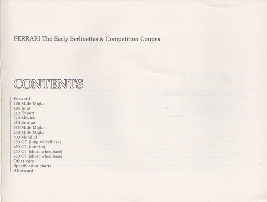 Ferrari The Early Berlinettas and Competition Coupes (1st Ed)(D Batchelor)