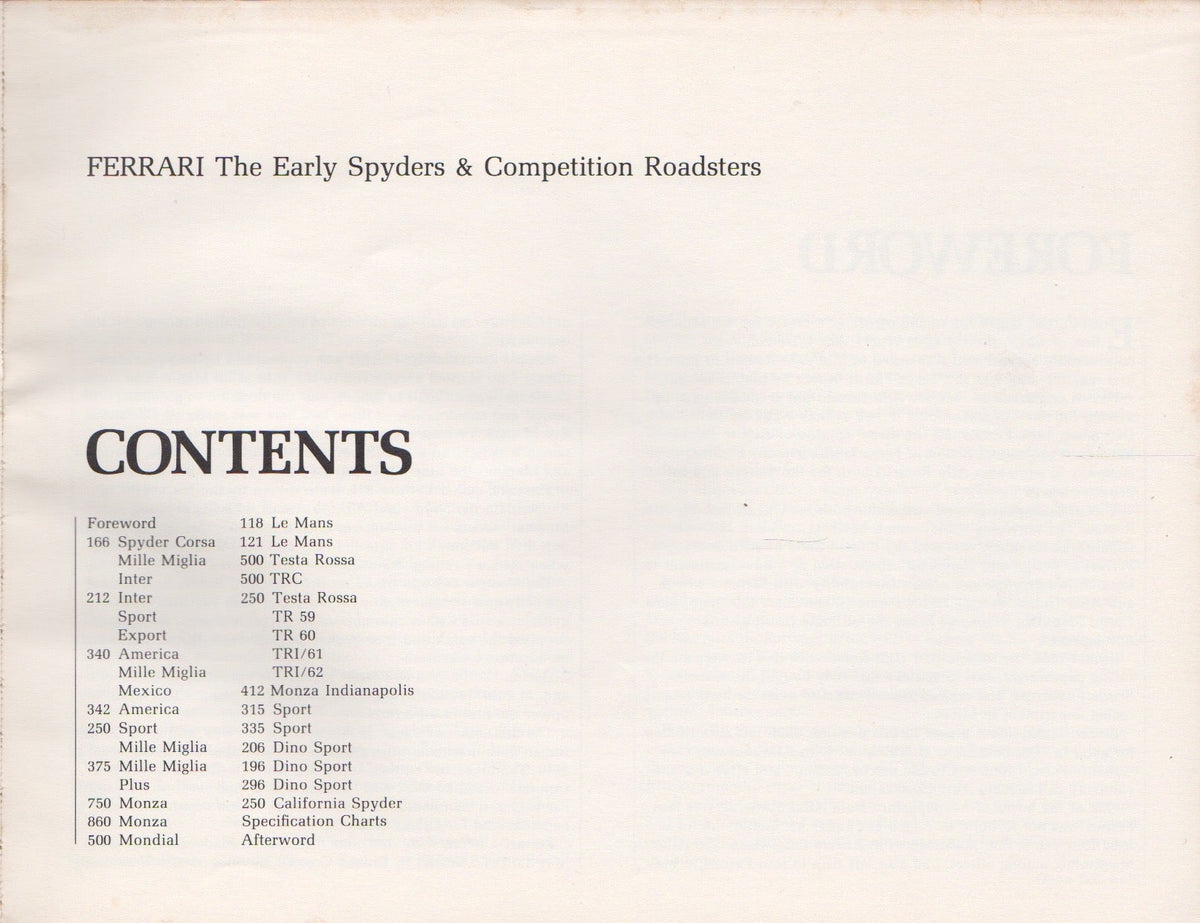 Ferrari, The Early Spyders and Competition Roadsters (1st Ed)(D Batchelor)