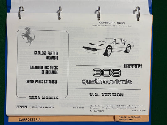 Ferrari 308 Quattrovalvole Parts Catalog - US Version (302/84)(MP)