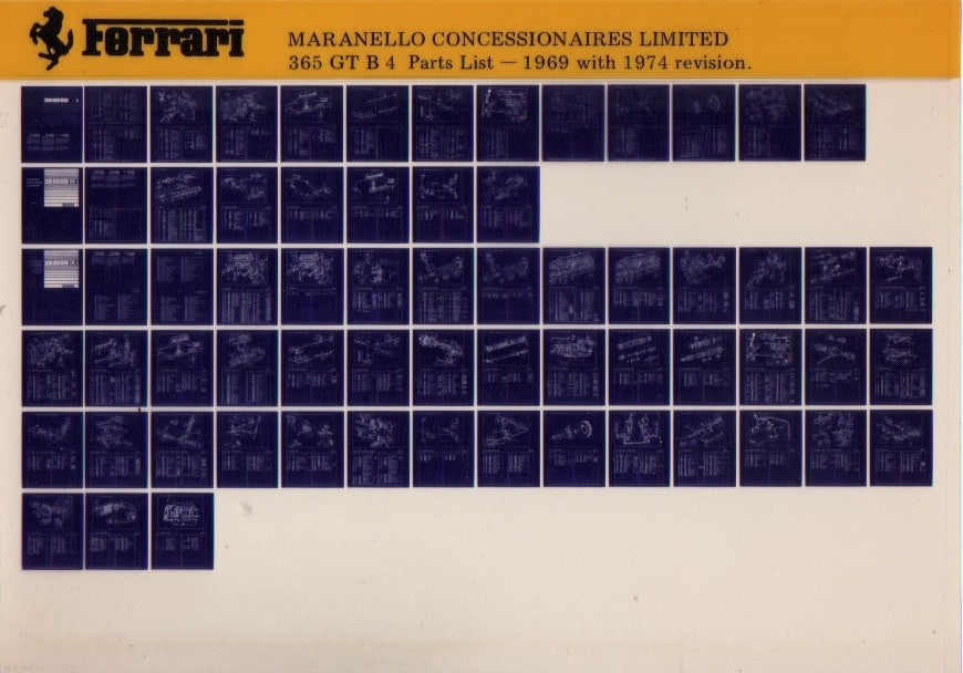 Ferrari 365 GTB 4 Parts List Microfiche by Maranello Concessionaires