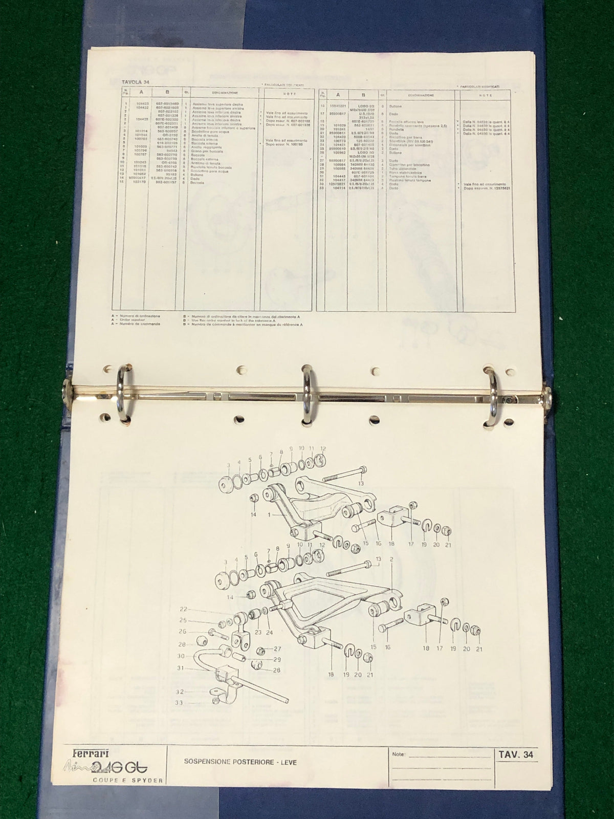 Ferrari 246 GT Dino GT Coupe & Spyder Spare Parts Catalogue (MP)