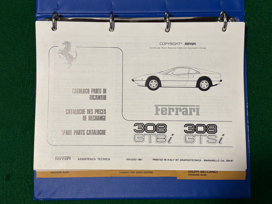Ferrari 308 GTBi & GTSi Spare Parts Catalogue (209/81)