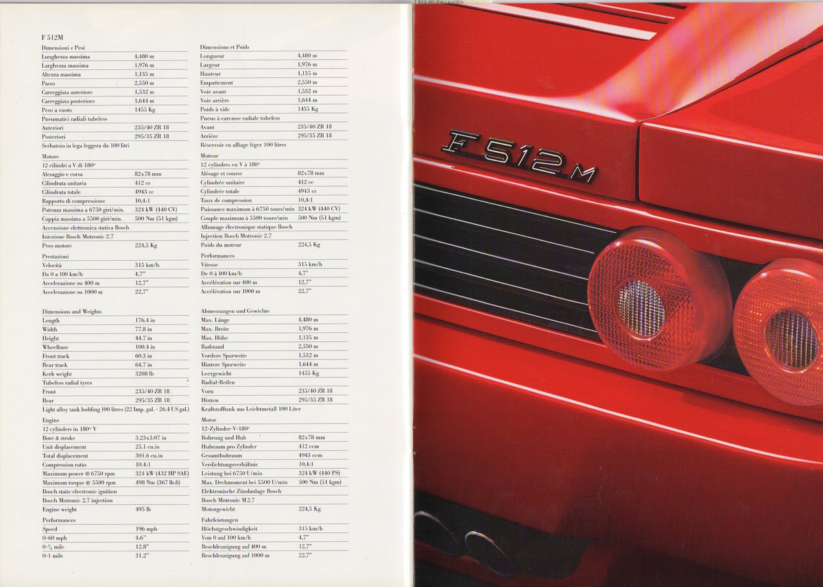Ferrari F512M Brochure (906/94 - 2M/10/95)