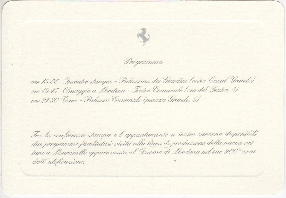 Ferrari 360 Modena Launch - Event Program (0/99)