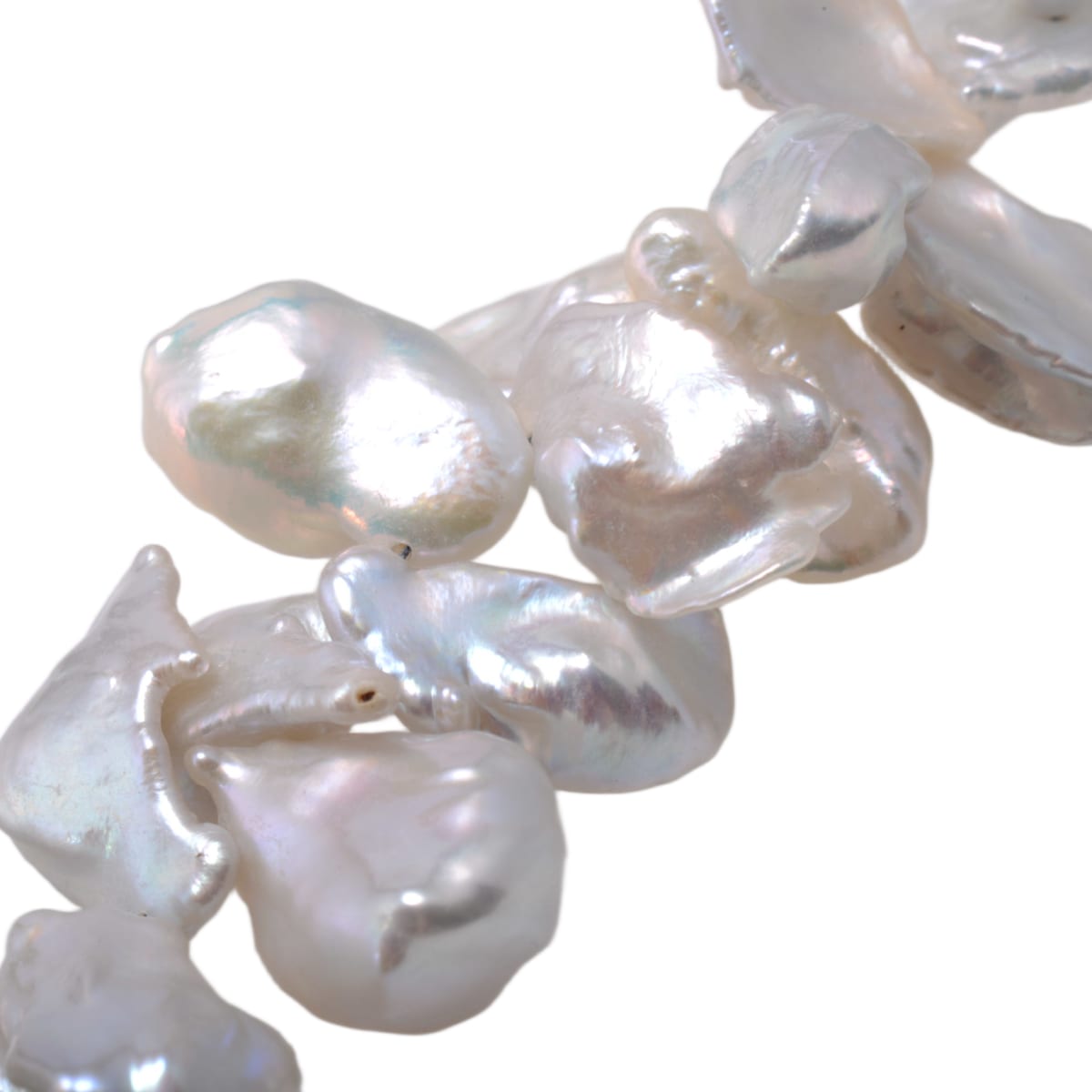 White Baroque Freshwater Keshi Pearl Strand 16in - Natural Irregular Shape Pearls